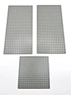 3- Vtg. LEGO Light Gray Baseplates (2- 16 x 32, 1-16x16)