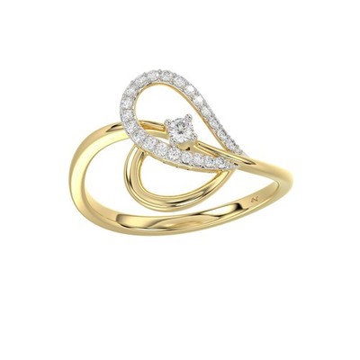 0.15Ct Round Real Natural Diamonds 10K Yellow Gold Symbol of Love Ladies Ring