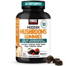 Force Factor Modern Mushrooms Gummies, Super-7 90 Count Pack of 1 , No Color