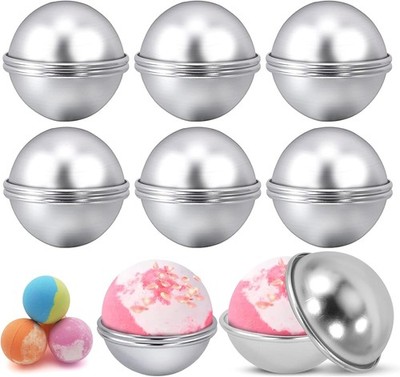 12 Pieces Bath Bomb Molds,2.1 Inches Metal Mold,Bath Silver 