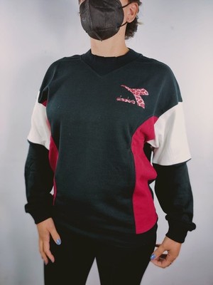  Sport Sweatshirt DAMEN Diadora Schwarz CREW LUSH Pullover Baumwoll-French-Terr
