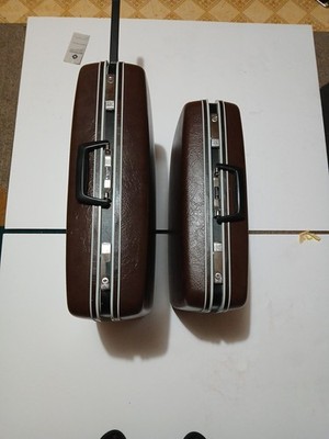 Vintage Samsonite Brown Hard-Shell Suitcase Set of 2   Retro Train Case Luggage