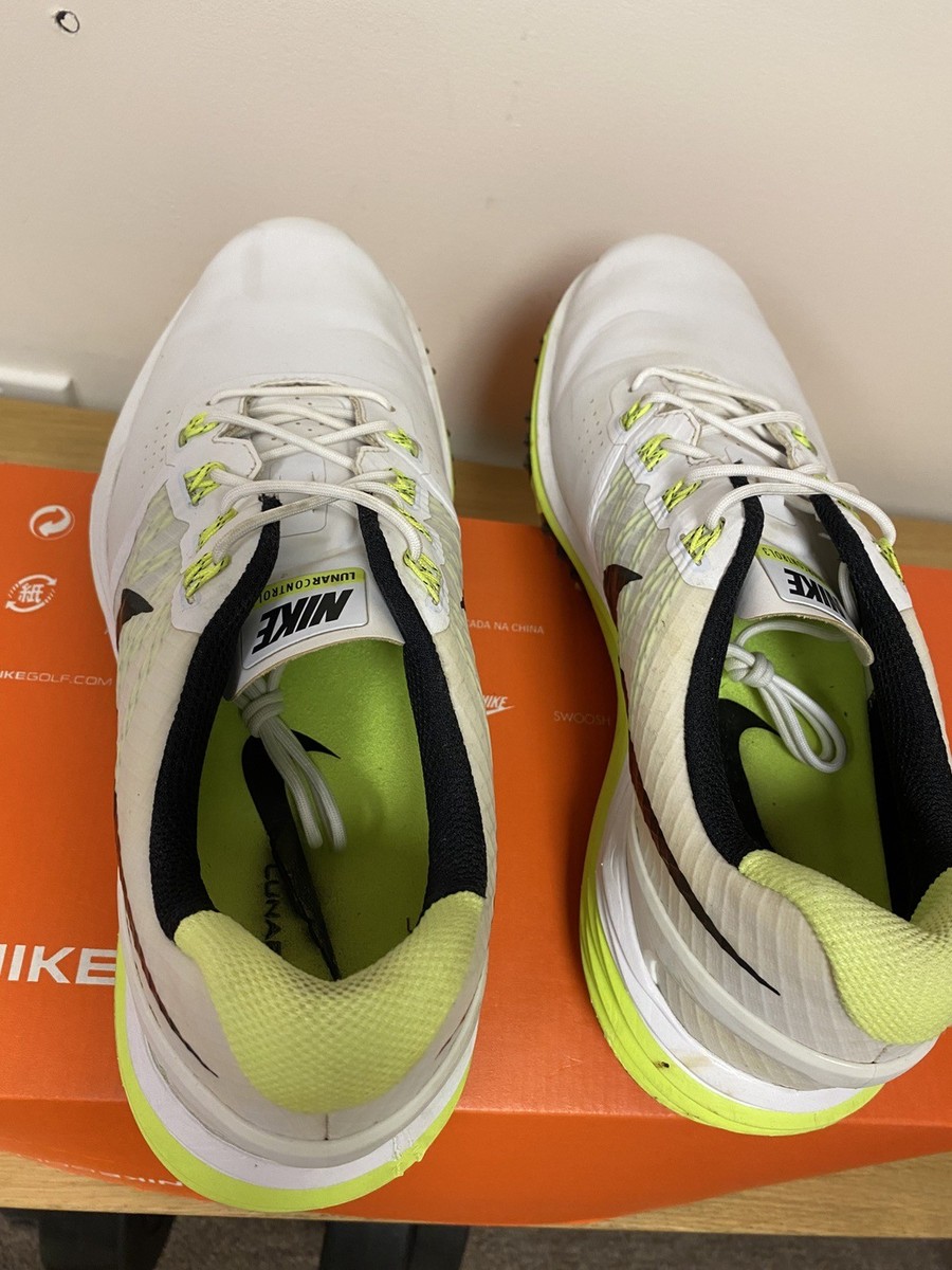 NIKE Lunar Control 3 White Volt Black Waterproof Golf Shoes Mens