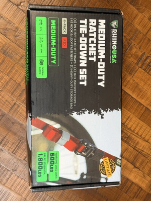 #ad RHINO USA Medium Duty Ratchet Tie Down Straps Set 1quot;x15#x27; 1800lbs 4 Pack Red $30.00