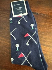 Club Room Mens Putting Green Crew Socks One Size Navy