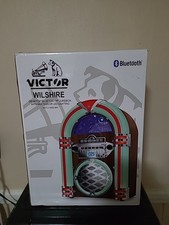 VICTOR Wilshire Desktop Bluetooth Jukebox with FM Radio  Multicolor LED Lights
