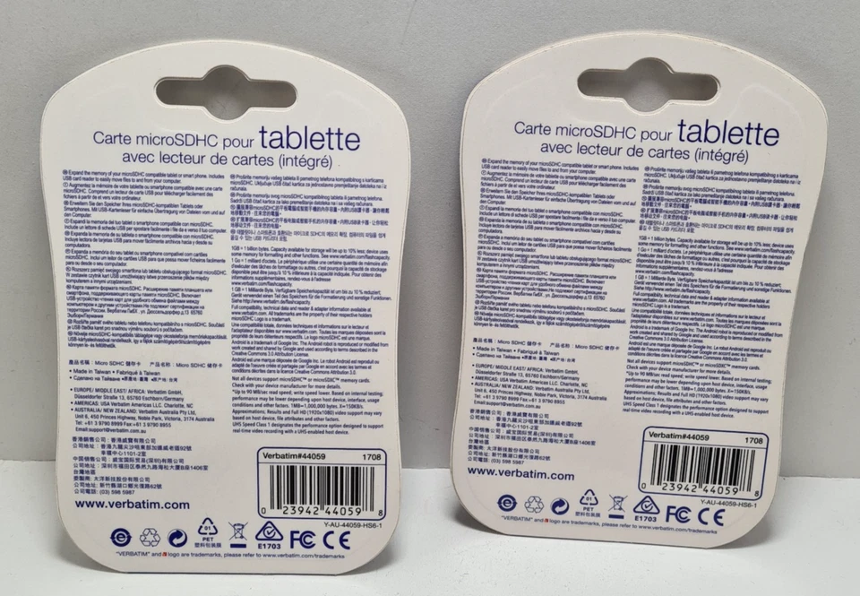 2X Verbatim 32GB U1 Micro SDHC Memory Card File Storage w/ USB Reader For Tablet - Image 2 of 4