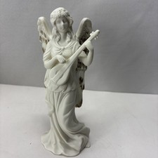 Vintage Bisque Angel Taper Candle Holder 8 Christmas White Gold Wings
