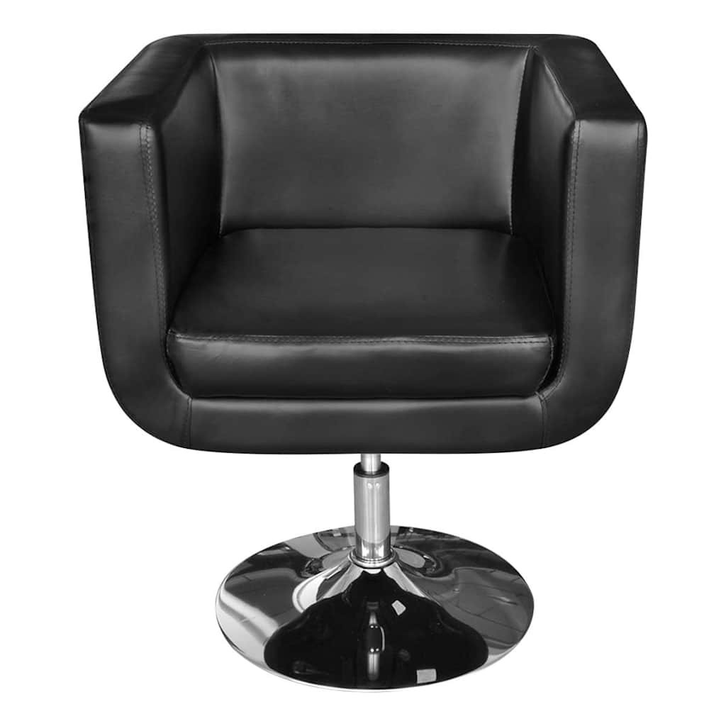 Accent Chair With Chrome Base For Living Room Black Faux Lea