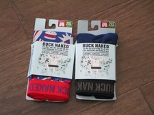 2 DULUTH TRADING BUCK NAKED BOXER BRIEFS IN PICNIC JULY 4TH/COBALT BLUE SIZE 2XL