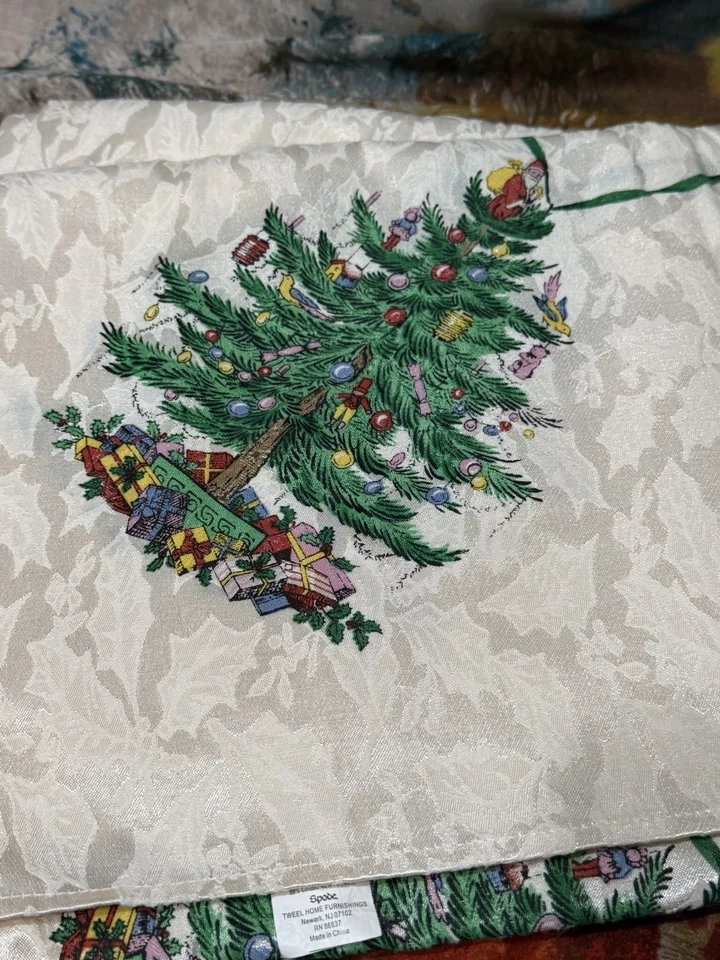"Mantel oblongo rectangular mezcla algodón árbol de Navidad Spode 60 x 120""" Foto 2 de 4