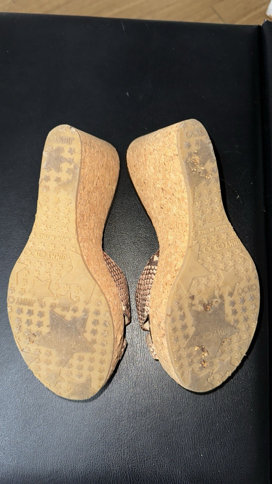 Jimmy choo grey python embossed leather wedge hee… - image 4