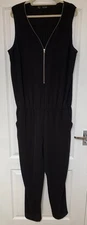 New BODY FLIRT Black Sleeveless Zip Front Jumpsuit, Size 18