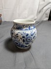 Vintage Delft Blue Porcelain Vase Beautiful Blue Flowers 4" Tall