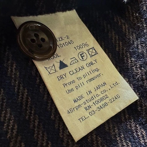 45R Jacket Band Collar Stripe Jersey Twill Stretch Wool Outerwear Excellent image 11