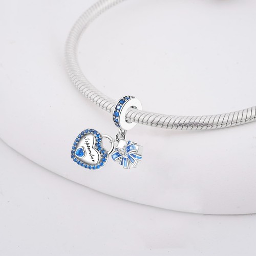 September Geburtsstein Charms für Armband 925 Sterling Silber Herz Geschenkbox hängend - Bild 7 von 7