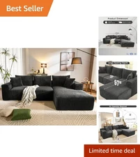 Cloud Modular Sofa Couch with L-Shape Chaise,Modern Sectional with Deep Seat,...