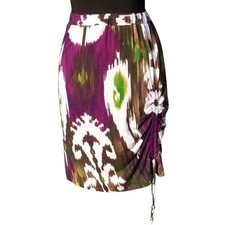 Cache Multi Color Stretch Lined Draw String Length Peek A Boo Skirt New NWT 88