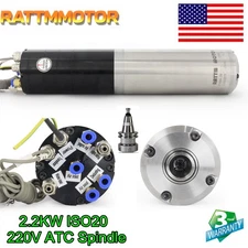 〖USA〗 2.2KW ISO20 ATC Water Cooled CNC Spindle Motor 220V Automatic Tool Changer