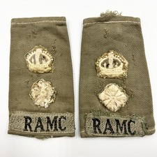 Genuine WW2 RAMC Lieutenant Colonel Slip On Shoulder Titles Jungle Green
