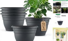 5 Pack 10 Inch Plant Pots for Indoor Outdoor,Plastic Floor 10 inch Gray