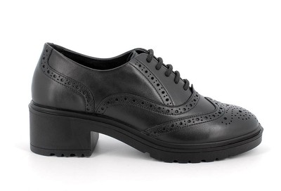 IGI&Co Women's Black Leather Heeled Lace Ups Dress Shoes Size 38