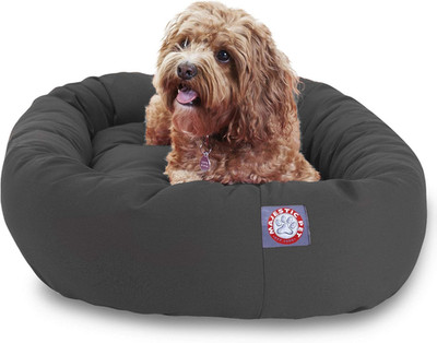 32 Inch Bagel Calming Dog Bed Washable   Cozy Soft round Dog Bed with Spine Supp
