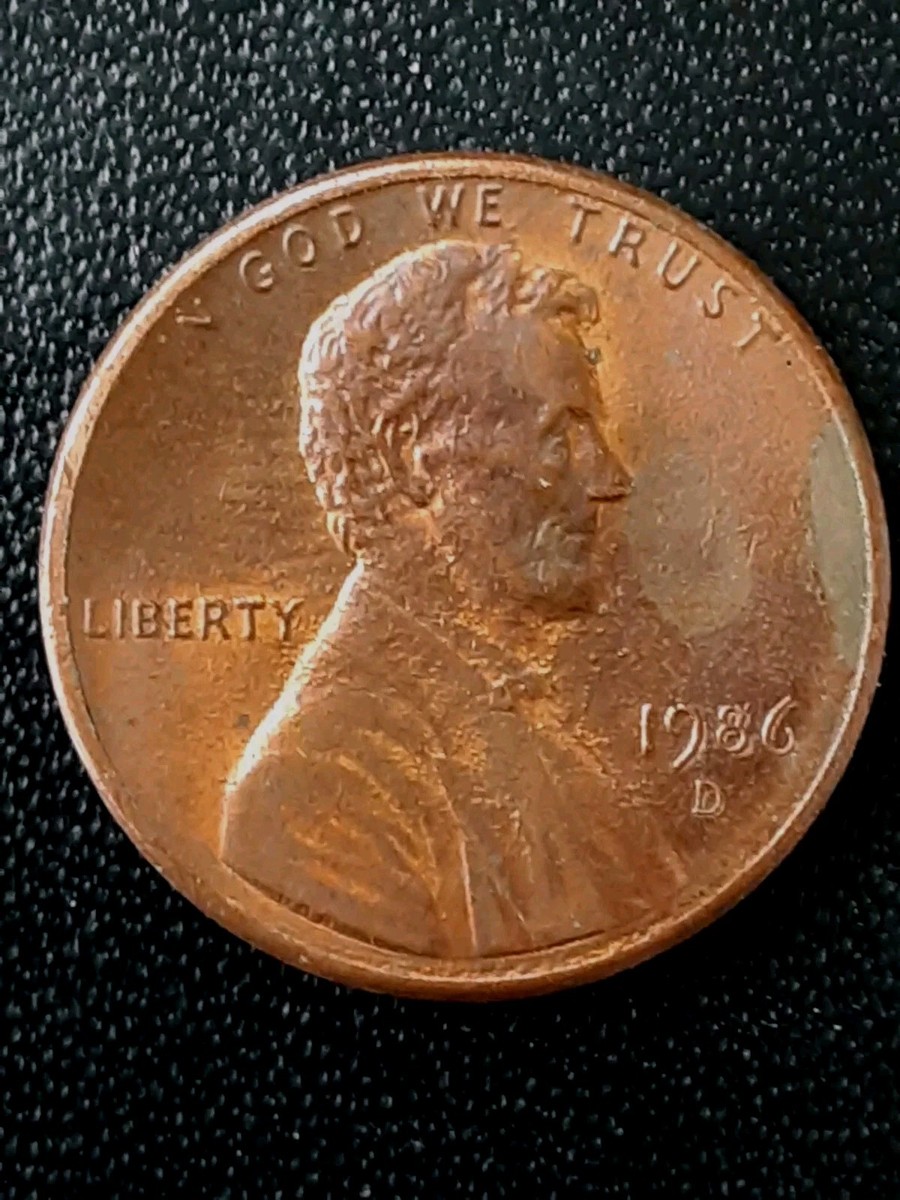 1986 D Lincoln Memorial Cent US Double Die In Date Greased Strike