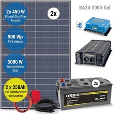 Solar Komplettanlage 3000W AC - GEL-Batterie, 720W Module, MPPT Regler, Sinus WR