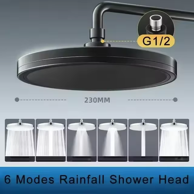 #ad 6 Modes Rainfall Shower Head High Pressure Top Rain Shower Headsbathroom Shower $22.90