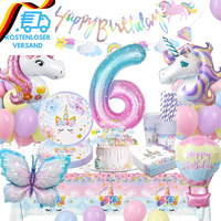 Einhorn Deko Kindergeburtstag, Einhorn Partygeschirr Geburtstagsdeko 6 Jahre MäD