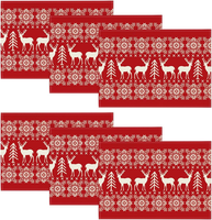 Rot Rentier Weihnachten Platzsets 6Er Set, 30X45Cm Winter Xmas Tischset Waschbar
