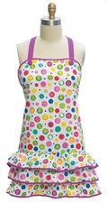 Kay Dee designs girlie apron white bright dots pink green blue yellow R0661