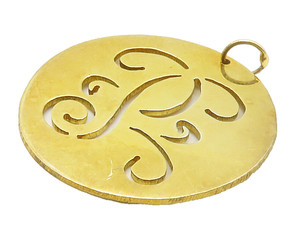 Authentic 925 Sterling Silver Shiny Gold Plated Cutout Design Smooth Pendant PT13070