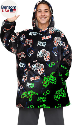 Wearable Blanket Hoodie Fleece Sweatshirt Blanket Gamer Gifts for Men Boyfriend
