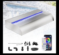 Pond Waterfall Blade Kit 304 Stainless Steel  Spillway with 7-Colour LED 60cm