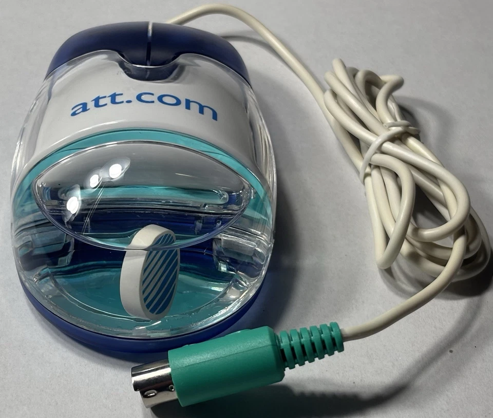 Vintage AT&T Aqua Computer Mouse AM-940-P PS/2 Blue White Promotional Retro - Image 2 of 4