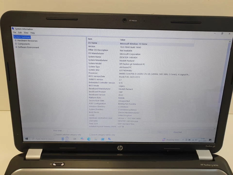 HP Pavilion g6-1240sa Laptop - i5- 250GB HDD - Windows 10 - Image 3 of 4