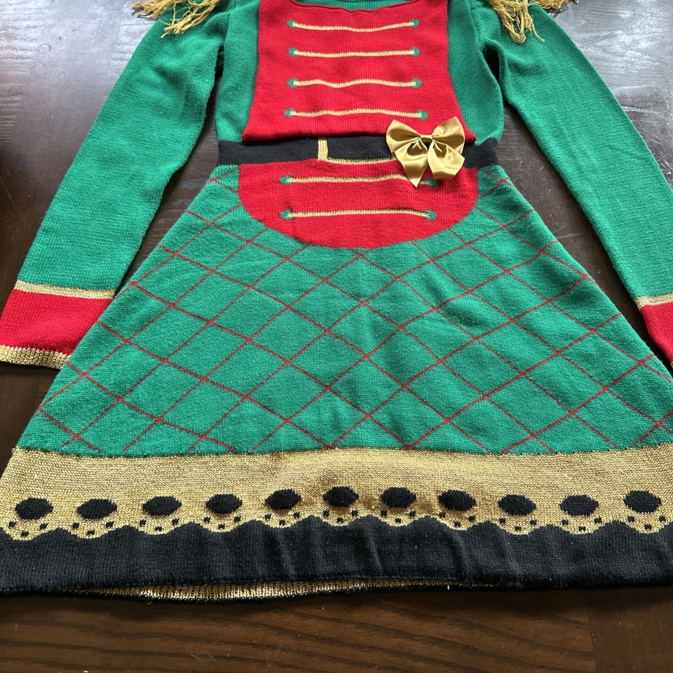 Vestido tejido Cascanueces soldado juguete Navidad feo verde born famous talla M Foto 4 de 4