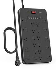 Surge Protector Power Strip, 22 AC Multiple Outlets with 6 USB (1 USB-C), 6.5...