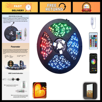 3D Printed LED Light Box Kit, RGB Strip Lights, Smart App Control, USB 5V, 5M/16