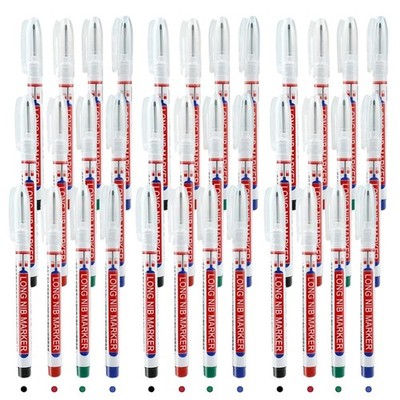24pc Deep Hole Pens - 20mm Long Head Markers Architects & Carpenters, 4 Colors