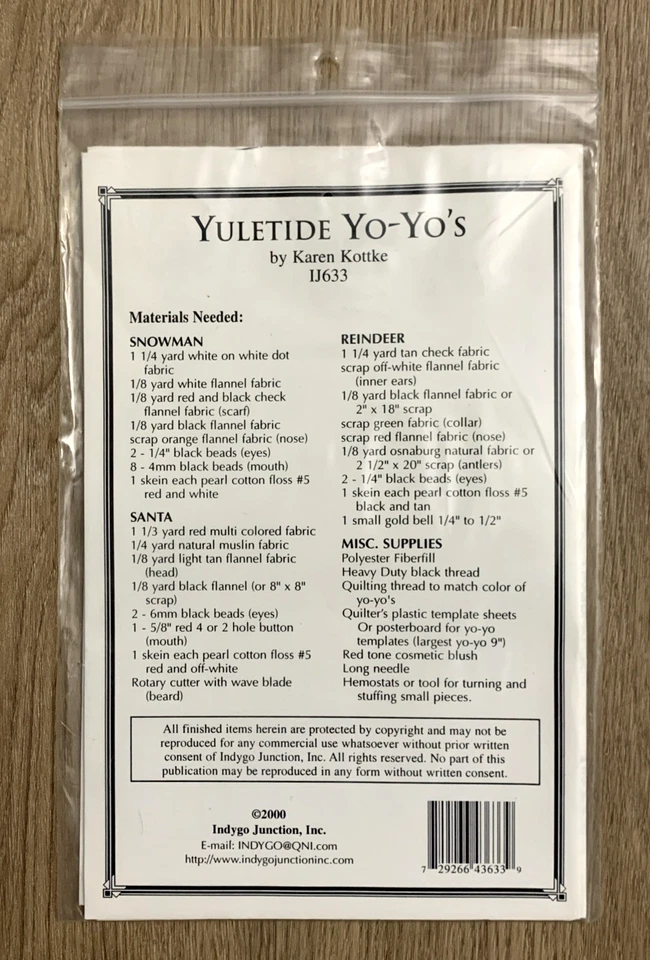 Yo Yo’s Toy Dolls  Sewing Pattern  Indygo Junction Yuletide 14” Karen Kottke - Image 4 of 4