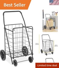 Heavy Duty Steel Utility Cart with Foam Handle - Perfect for Groceries  Laundry