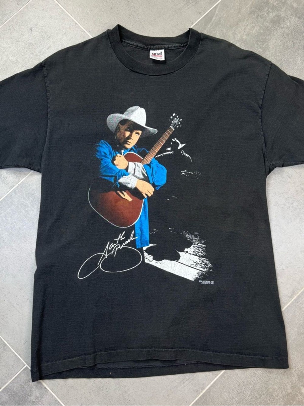 Vintage 90s Garth Brooks Tour T Shirt 1992 Blue Rose USA Made XL