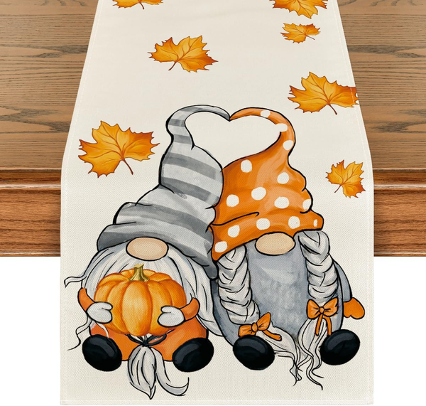 Gnome KüRbisse AhornbläTter Herbst 40X300 Cm | Saisonal Hause Wohnzimmer Dekor-image