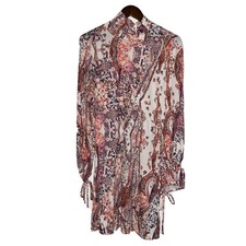 Free People All Dolled Up White Pink Paisley Women M Dress NEW Boho Festive