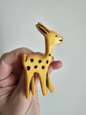 Vintage 1940s Celluloid Yellow Giraffe or Fawn Brooch. Early Plastic.
