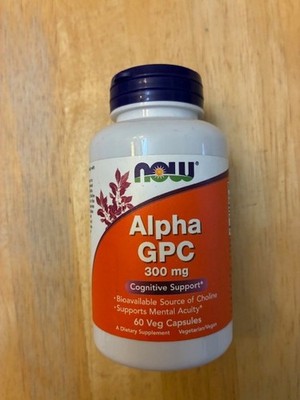 Now Foods Alpha GPC 300 mg 60 Veg Capsules GMP Quality Assured