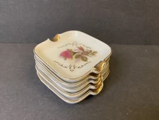 Vintage Interco Pink Rose Floral Ashtray Lot 5 Ashtrays Japan 3”